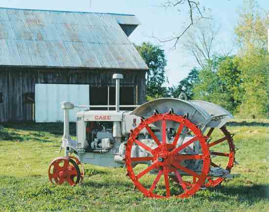 Shown here on 48-inch steel wheels and optional fenders; rubber tires were optional, but the PTO was standard. The Case RC was aimed at the needs of the smaller farmer.